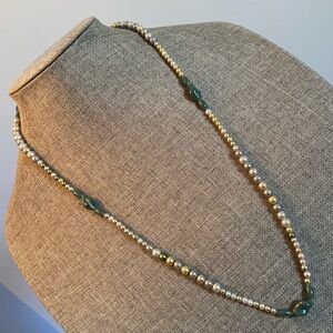 Vintage Silver/Teal Pearl/Gemstone Necklace